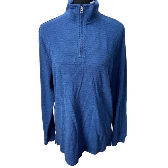 Chaps Newport Navy Blue Men’s Size Medium Pullover Zippered Shirt - Picture 1 of 9